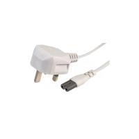 UK C7 Power Cable White - 1m 