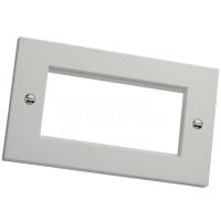 Double Gang Faceplate for 4 Euro Modules in White - Flat