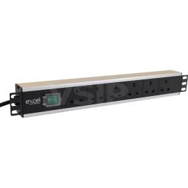  Excel 6 Way Horizontal PDU 6 x UK Socket UK Plug