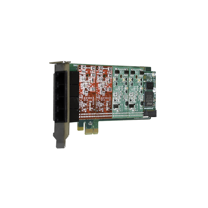Digium 4 port modular analog PCI-Express x1 card with 2 FXS and 2 FXO interfaces and HW Echo Can