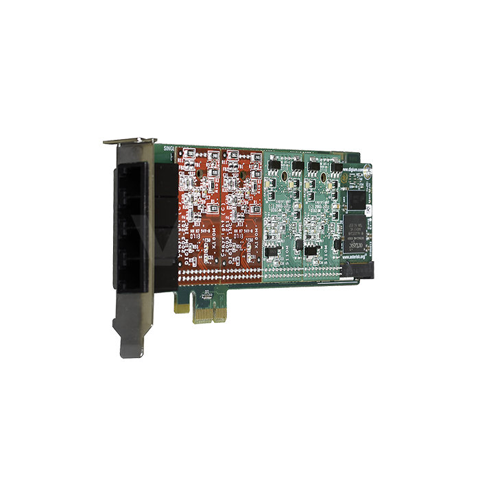Digium 4 port modular analog PCI-Express x1 card with 4 port FXO and HW Echo Can